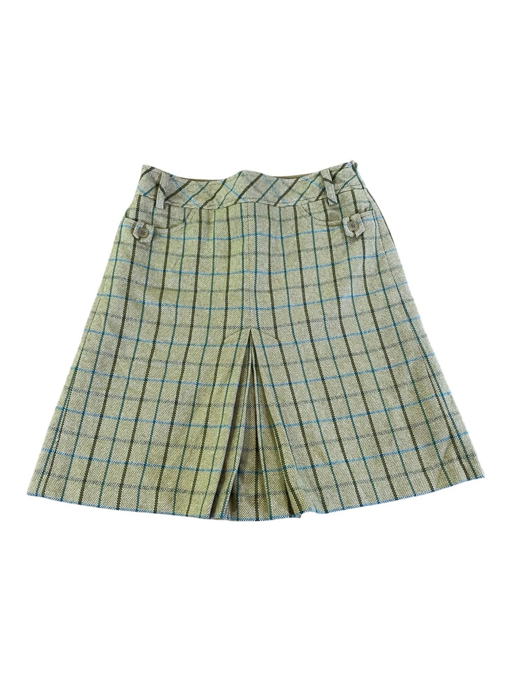 Loft Petites Spring Green Plaid Wool Blend Skirt. Size 6P